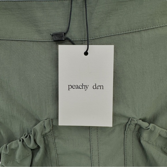 [relisted] NWT Peachy Den Mimi Midi Skirt in Slate Green - Khaki Cargo Skirt - Picture 9 of 13